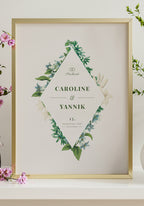 Personalisierbares Poster zur Hochzeit mit Blumen Geschenk