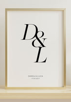 Poster mit euren Initialen goldener Rahmen