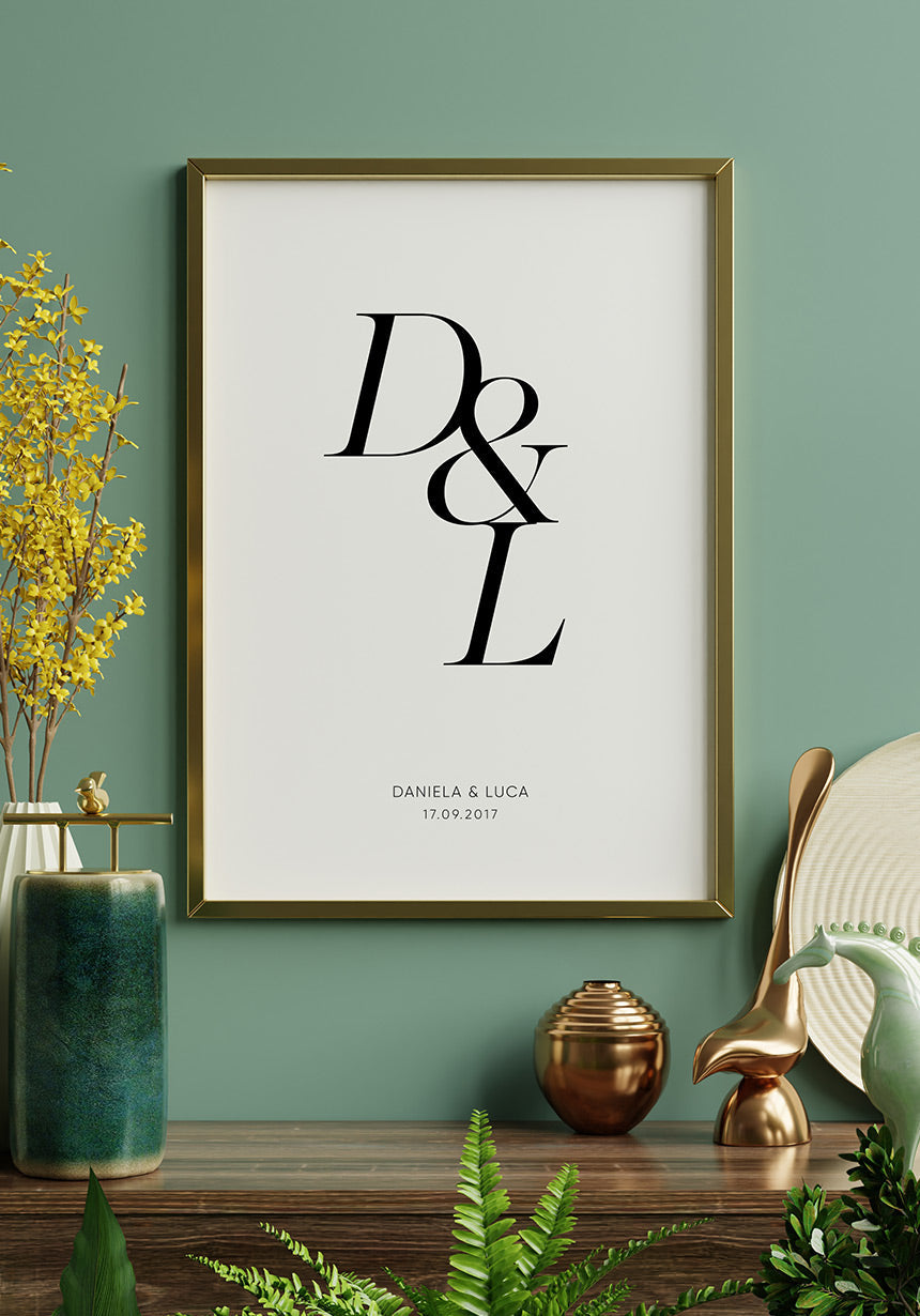 Poster mit euren Initialen Wohnzimmer