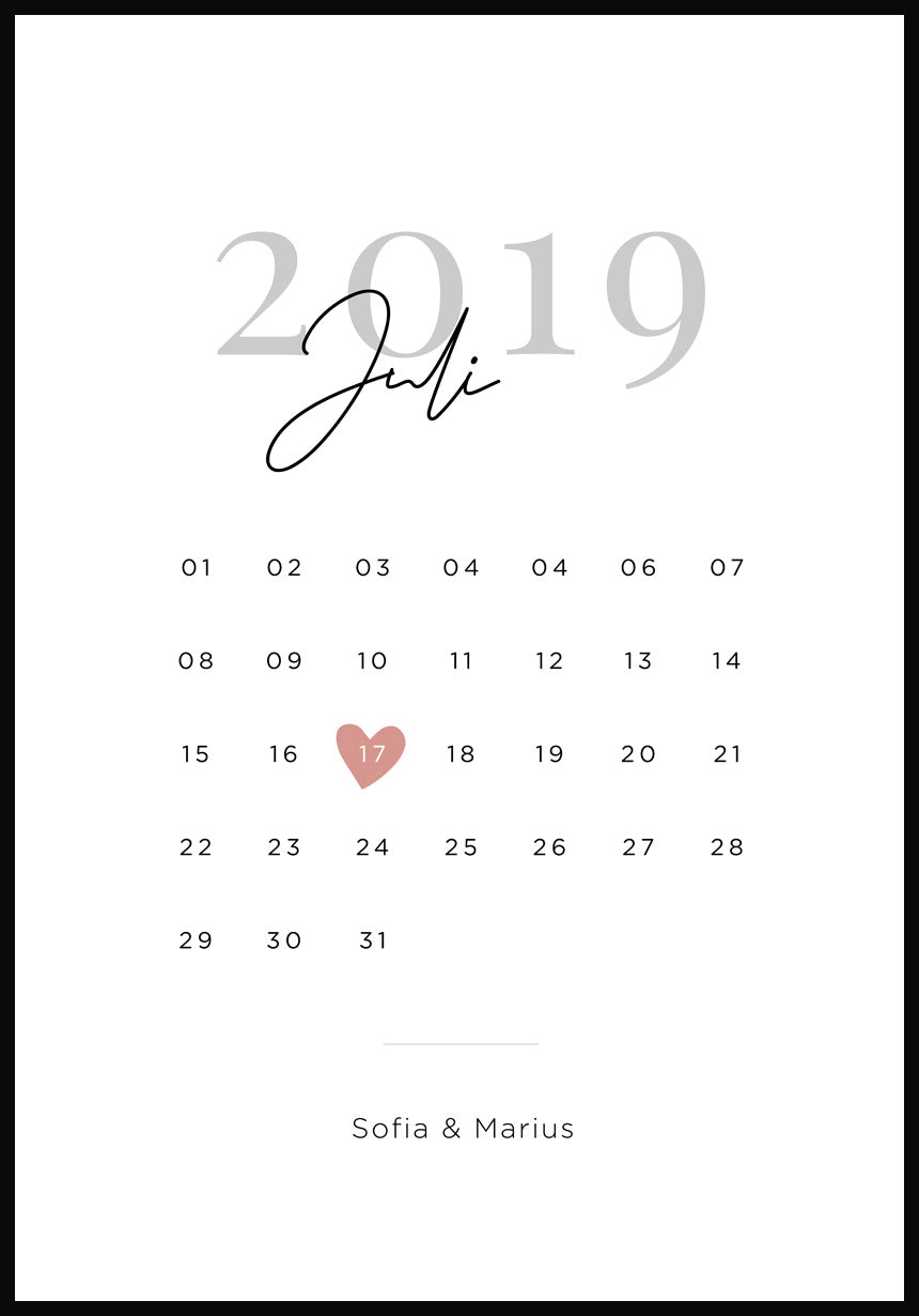 Personalisierbares Poster Kalender Jahrestag