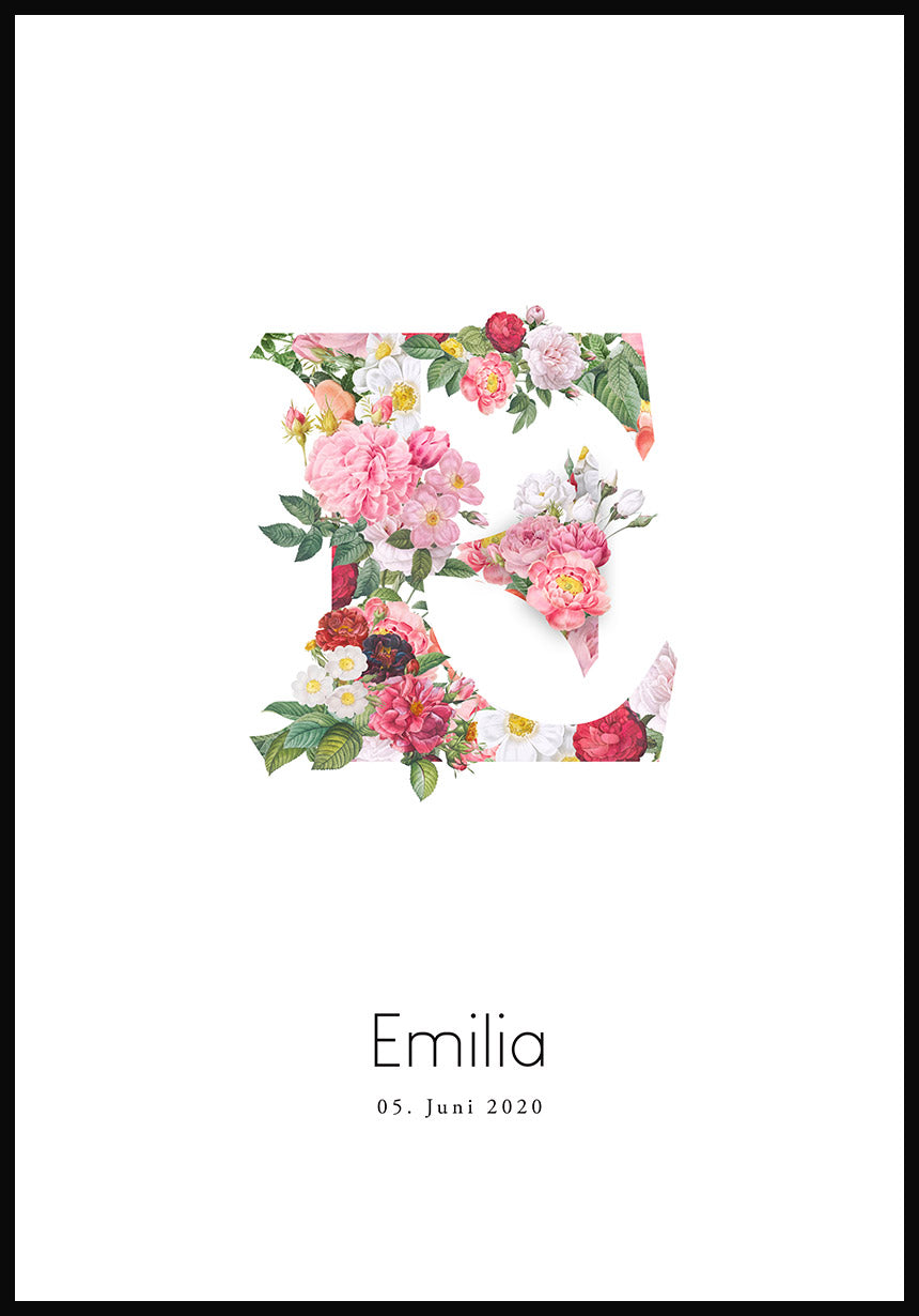 Personalisierbares Namensposter mit Blumen