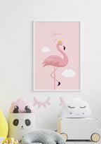 Kinderposter Flamingo mit Krone für Kinder