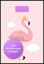 Kinderposter Flamingo mit Krone Kindername