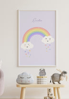 Kinderposter Regenbogen mit Herzen Lila