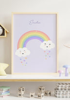 Kinderposter Regenbogen mit Herzen personalisierbar