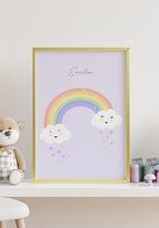 Kinderposter Regenbogen mit Herzen im Rahmen