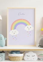 Kinderposter Regenbogen mit Herzen für Zuhause