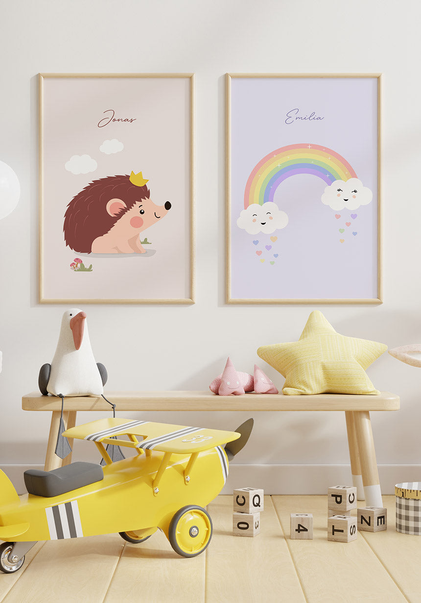 Kinderposter Regenbogen mit Herzen Bilderwand