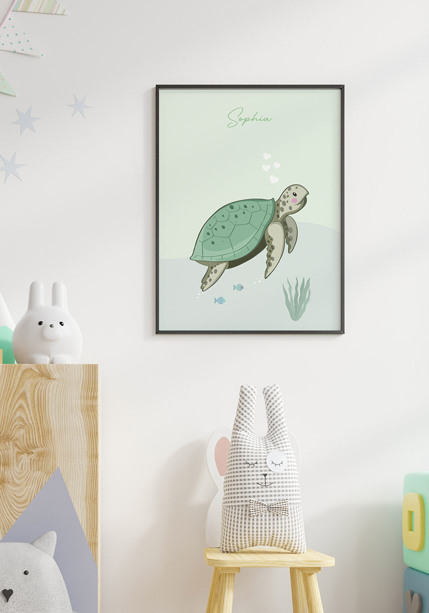 Kinderposter Schildkröte personalisierbar