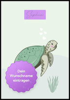 Kinderposter Schildkröte Wunschname