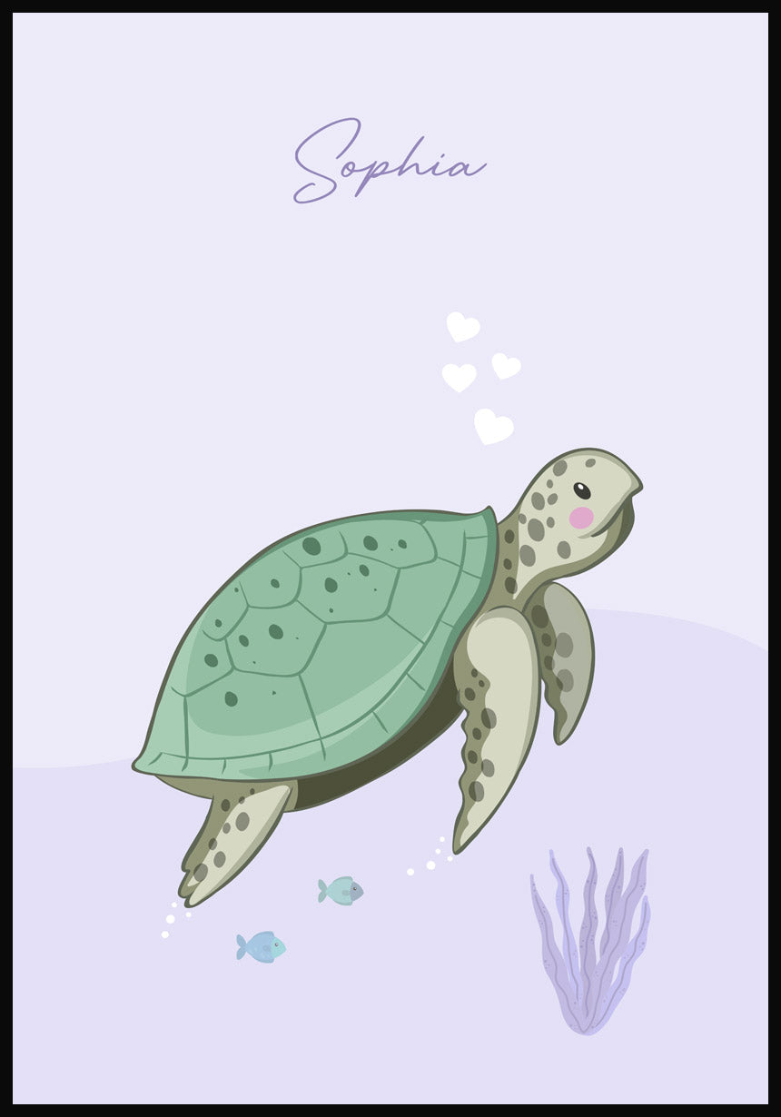 Kinderposter Schildkröte Lila