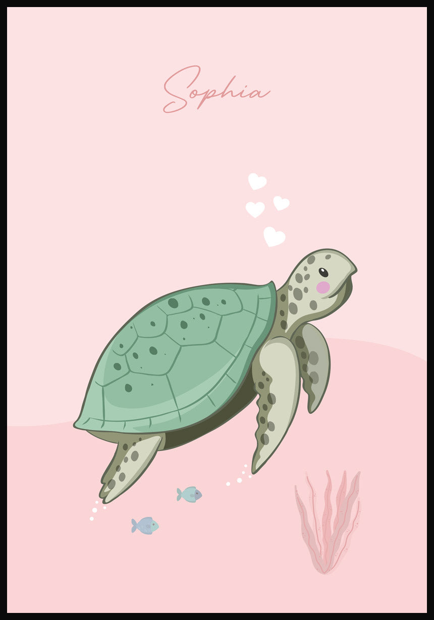 Kinderposter Schildkröte Rosa