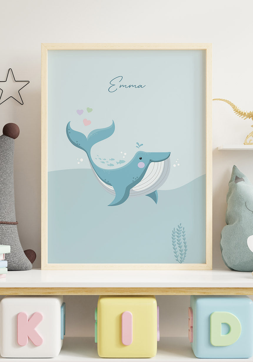 Süßer Wal mit Herzen Kinderposter