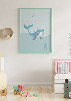 Süßer Wal mit Herzen Kinderposter Wunschname