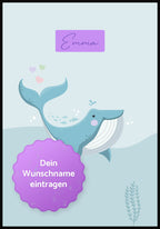 Süßer Wal mit Herzen Wunschname