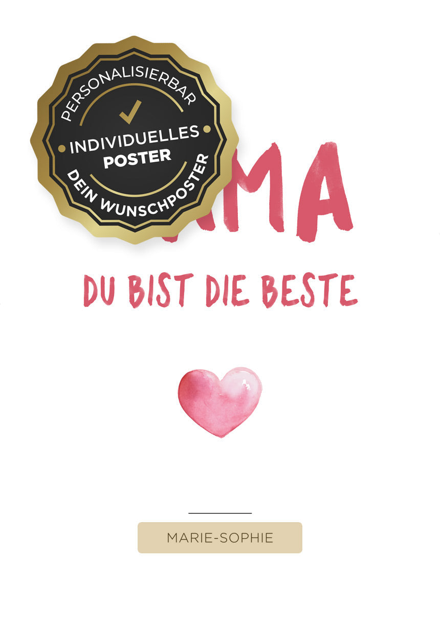 Personalisiertes Poster Mama du bist die Beste personalisierbare Flächen