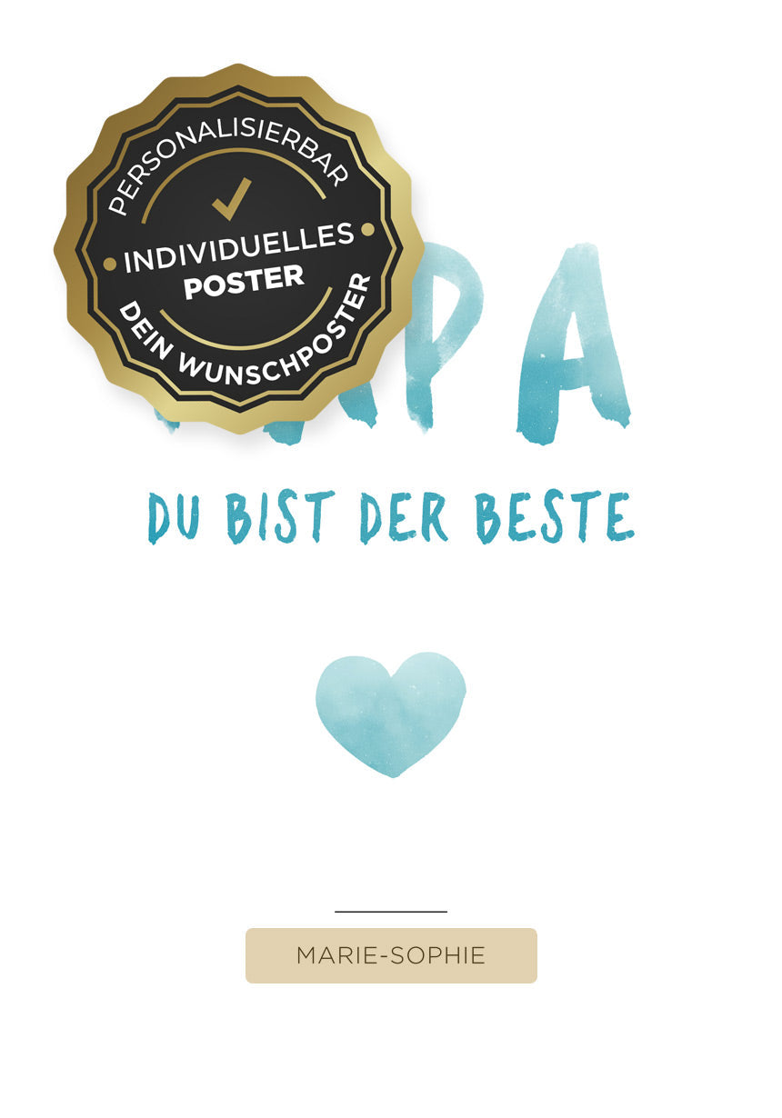 Personalisierbares Poster Papa du bist der Beste personalisierbare Flächen