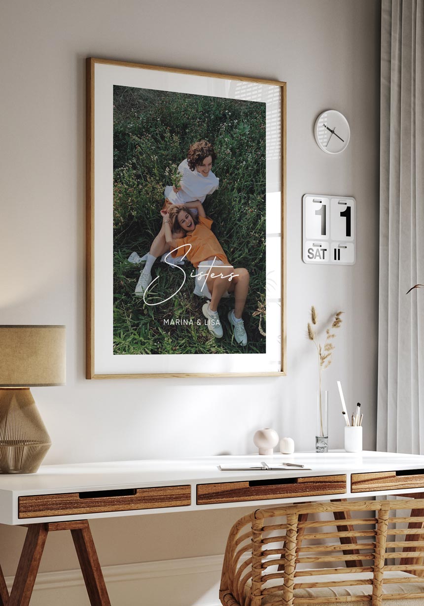 Personalisierbares Poster 'Sisters' für Schwestern zum Geburtstag