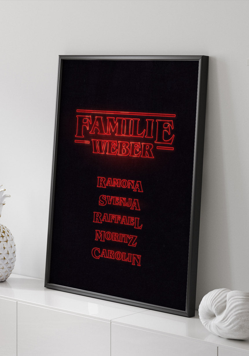 Stranger Things - Personalisiertes Poster mit Familiennamen für Fans