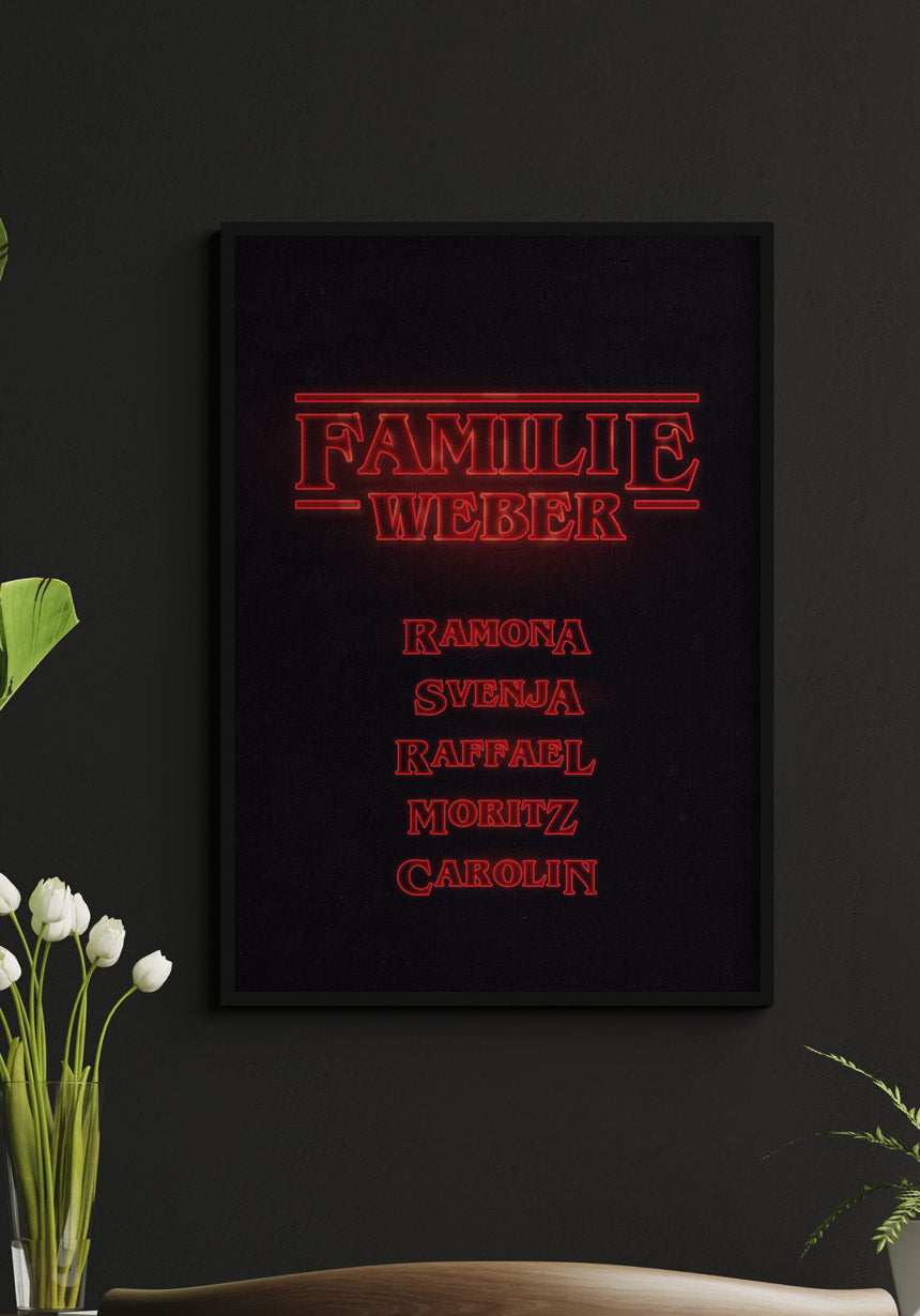Stranger Things - Personalisiertes Poster mit Familiennamen für Zuhause