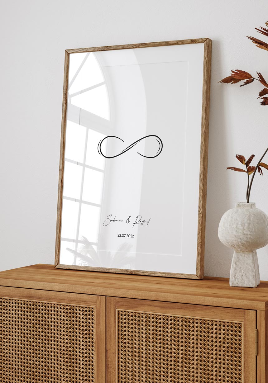 Personalisiertes Poster mit Unendlichzeichen mit Liebe