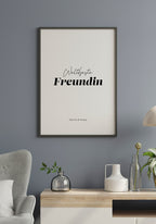 Poster personalisiert weltbeste Freundin im dunklen Rahmen