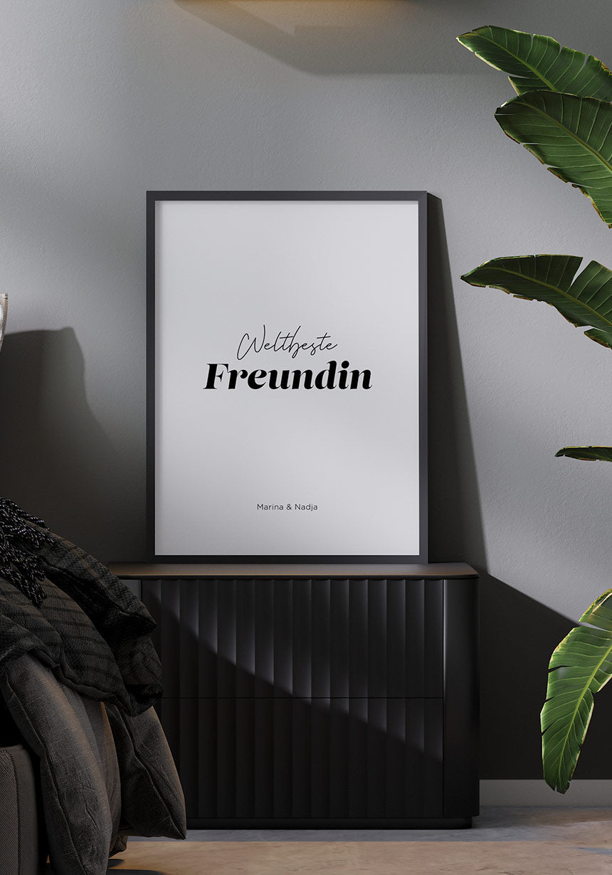 Poster personalisiert weltbeste Freundin im Schlafzimmer