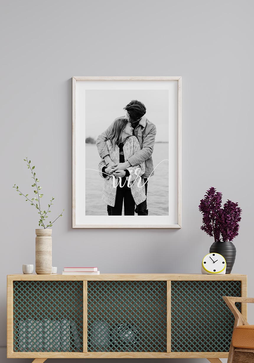 Poster personalisiert wir mit bild im wohnzimmer