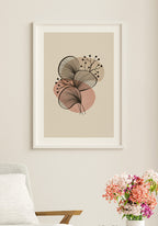 flower line poster red brown