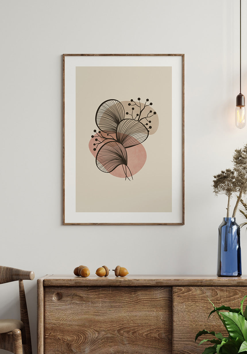 flower line poster living room