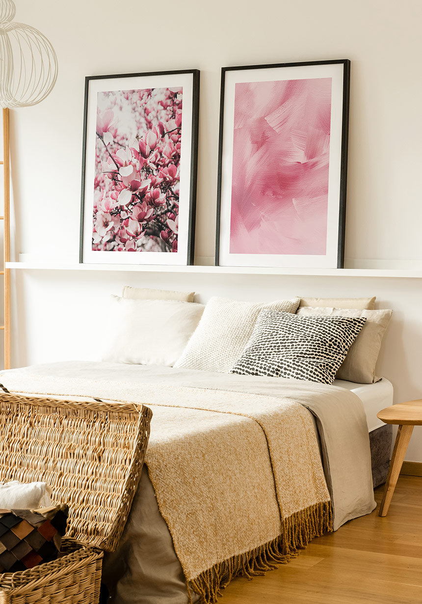 Poster Brush texture pink in bedroom
