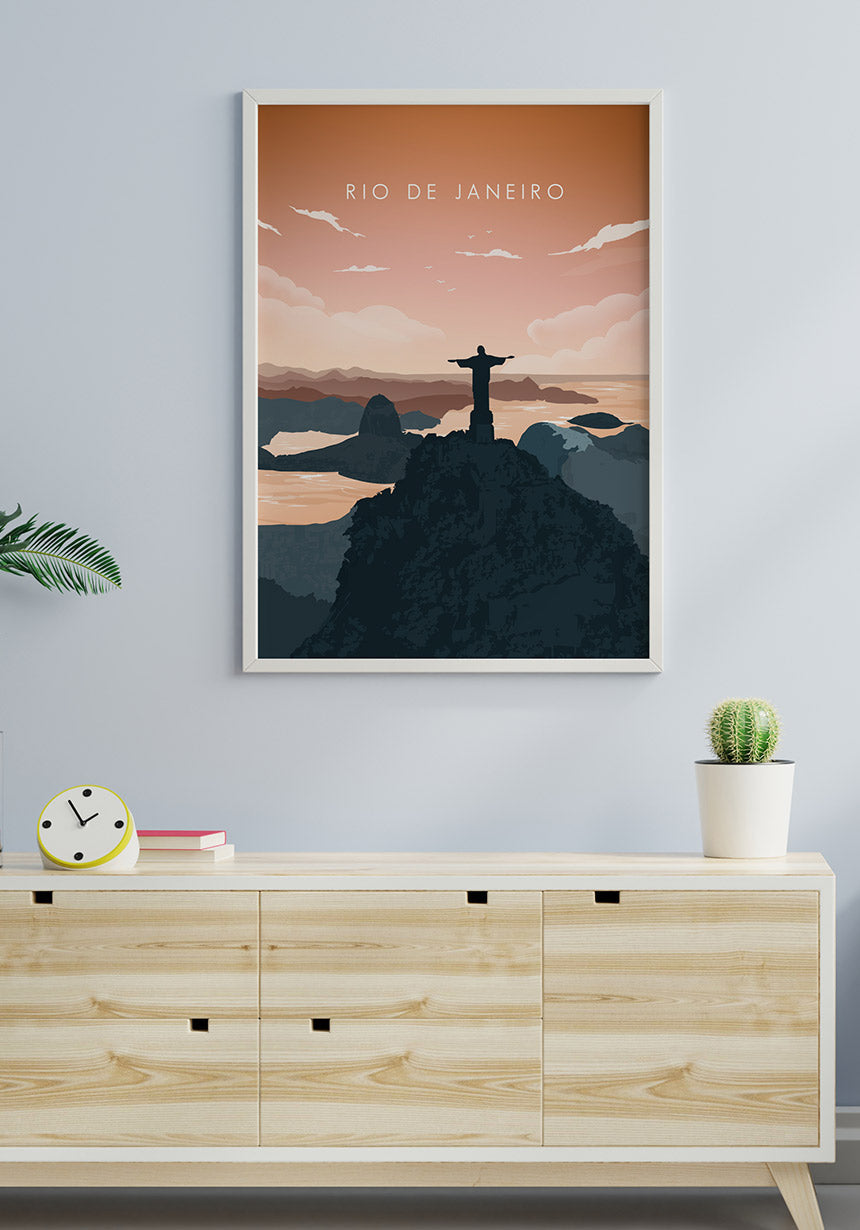 Illustrated Poster Rio de Janeiro Christ Statue