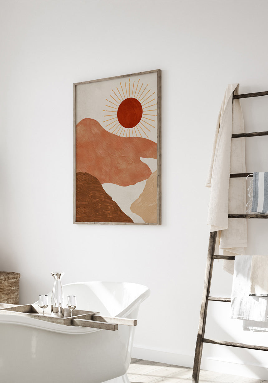 Poster red sunset No. 2 in the bathroom