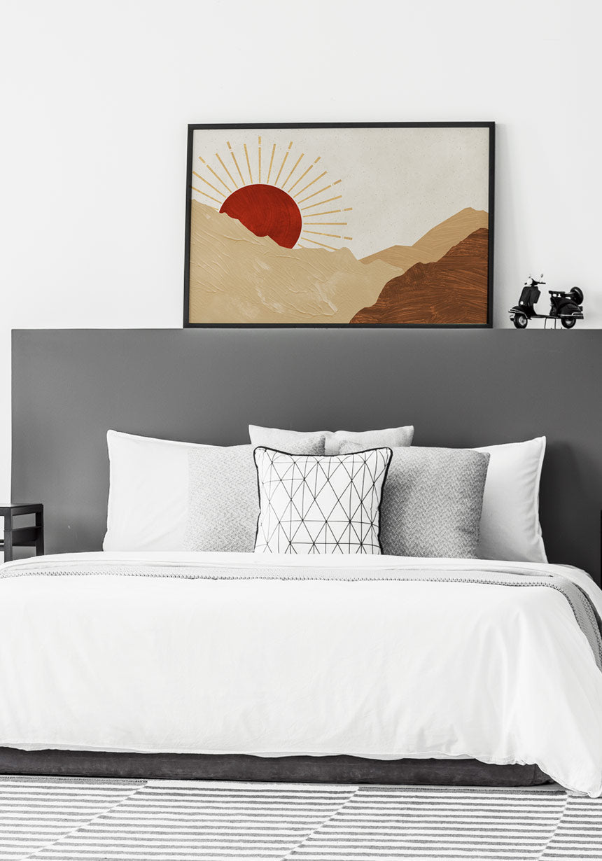 Poster red sunset in the mountains No. 1 in the bedroom