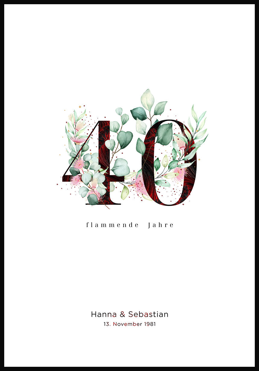 Rubin Hochzeit - Personalisierbares Poster