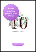 Rubin Hochzeit - Personalisierbares Poster Daten