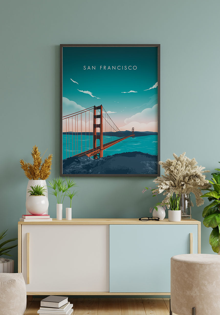 Poster San Francisco Illustration on Sideboard