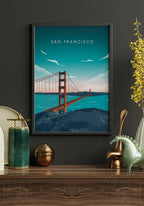 Poster San Francisco illustration on black wall