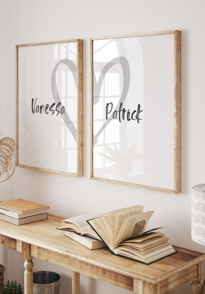 Namen mit Herz - Personalisiertes Poster Set Geschenk