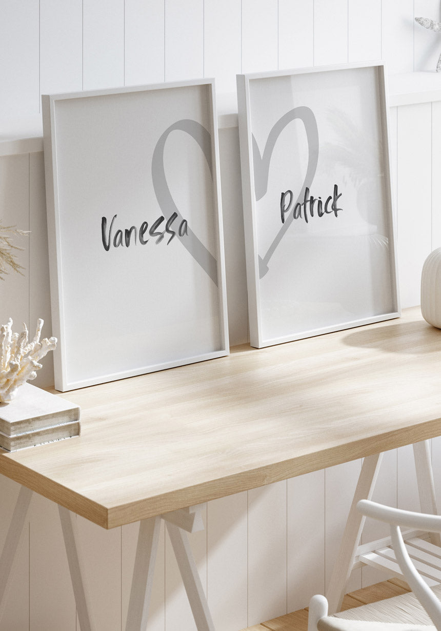 Namen mit Herz - Personalisiertes Poster Set Valentinstag