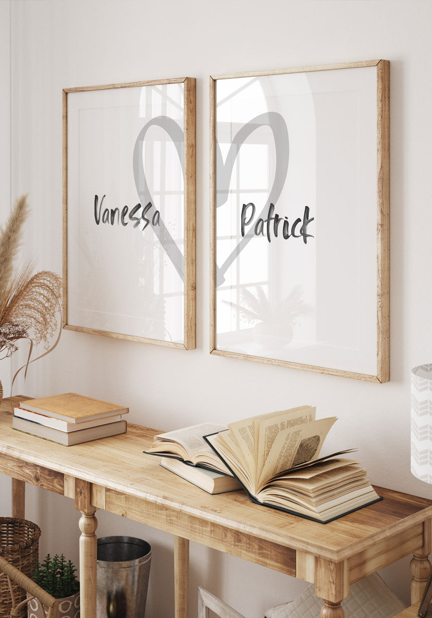 Namen mit Herz - Personalisiertes Poster Set Pärchen