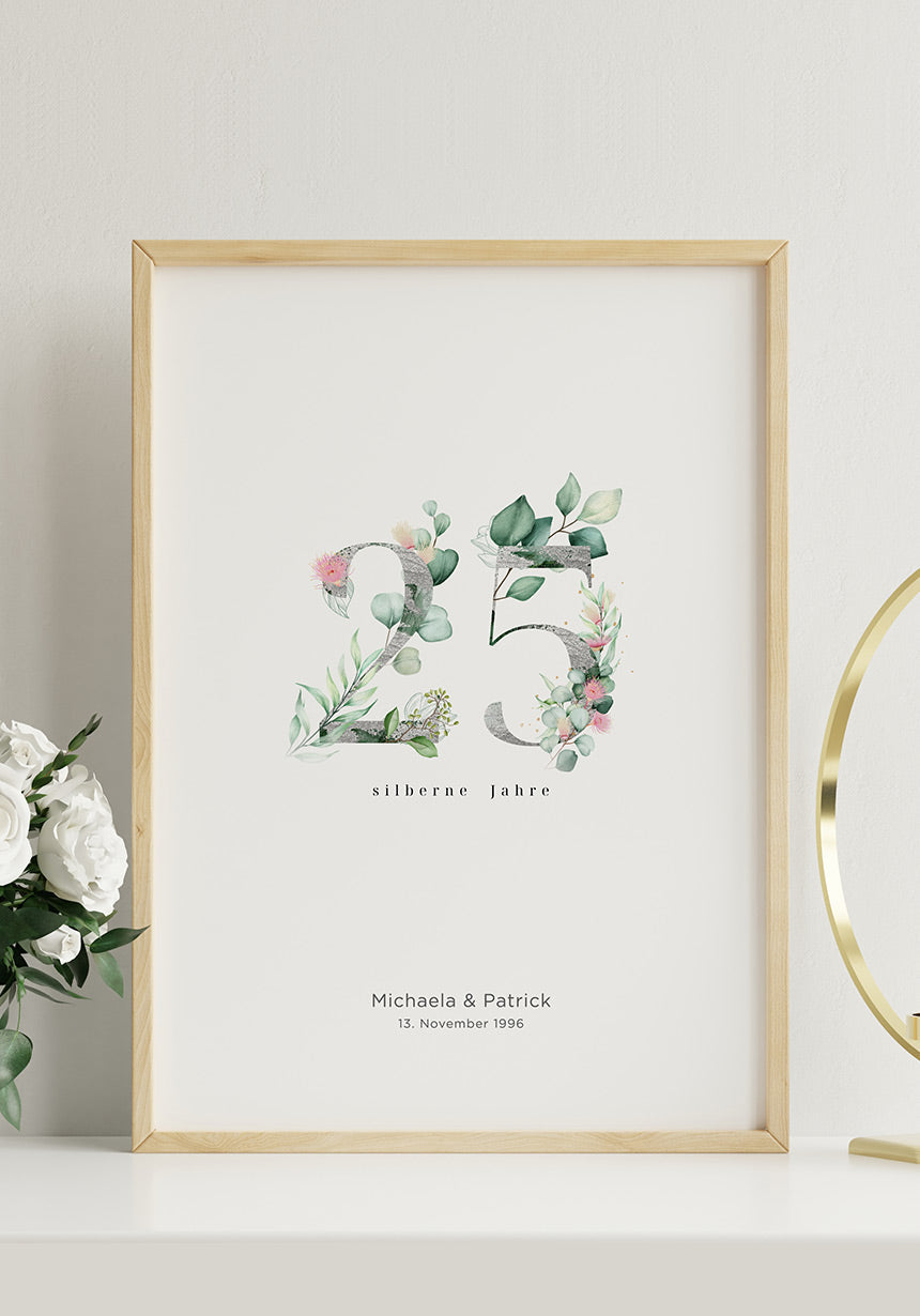 Silberne Hochzeit - Personalisierbares Poster 25 Jahre