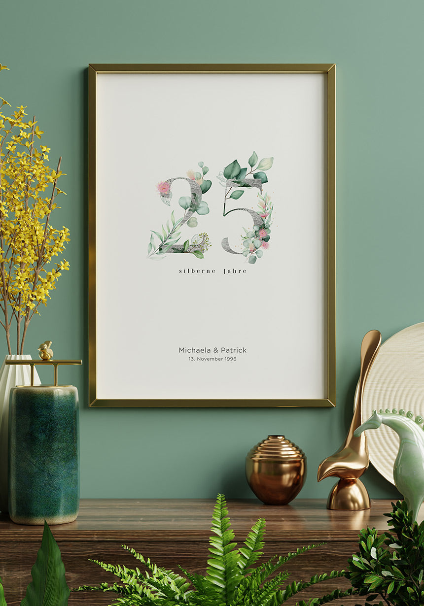 Silberne Hochzeit - Personalisierbares Poster als Geschenk