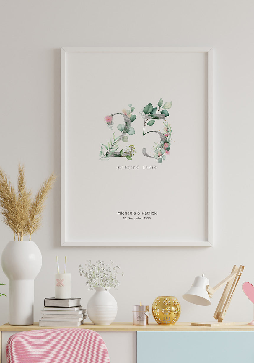 Silberne Hochzeit - Personalisierbares Poster Hochzeitsgeschenk
