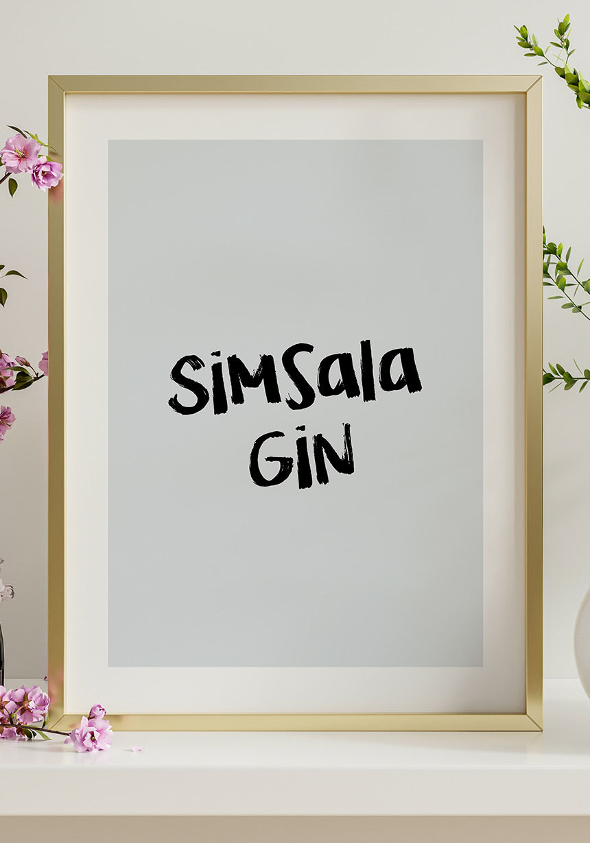 Poster Simsala Gin in the gold frame