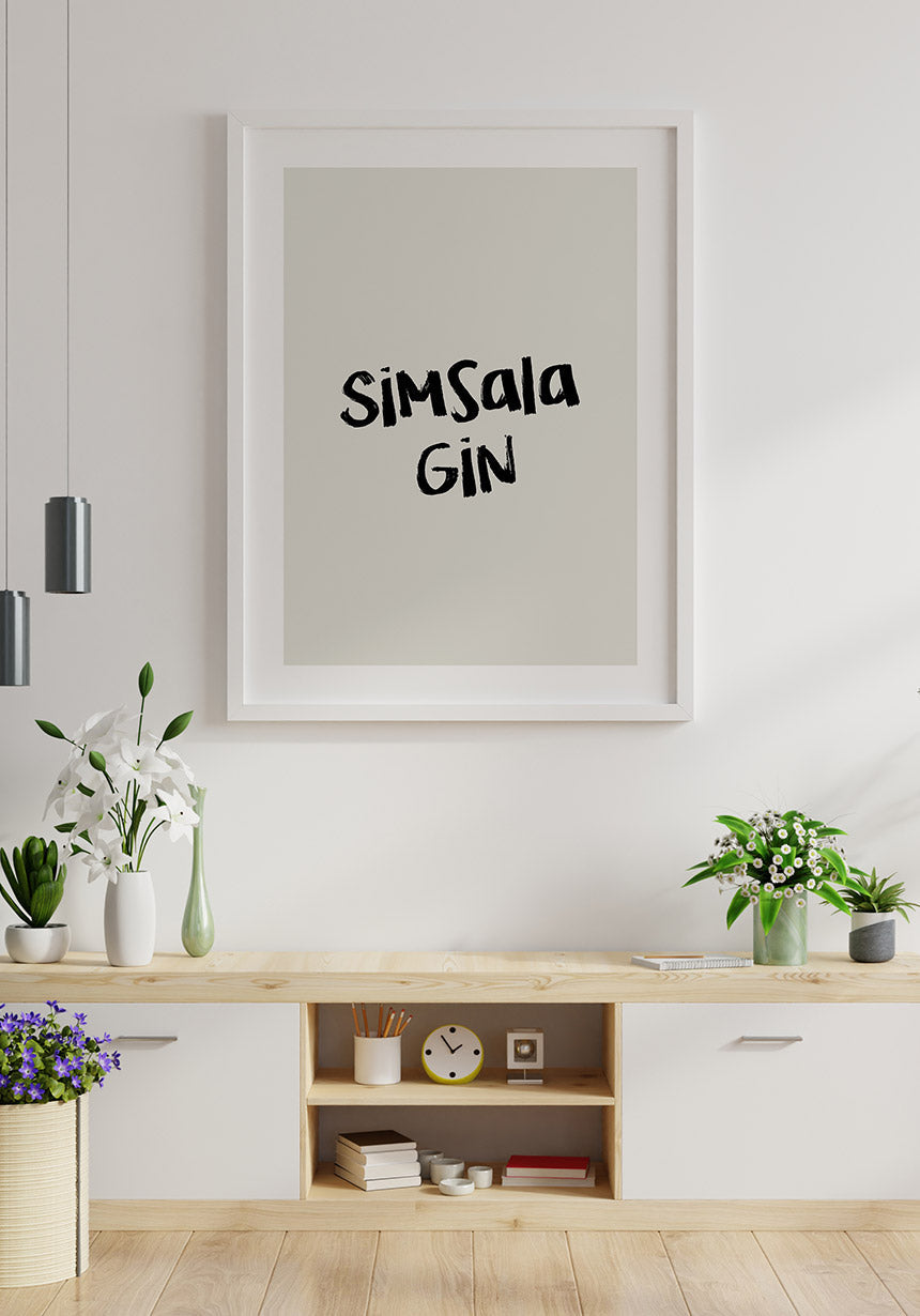 Poster Simsala Gin in the living room