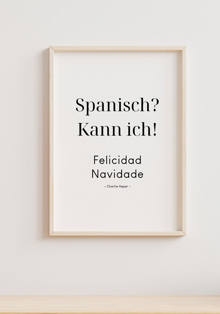 Poster Spanish? Can I! by Charlie Harper in wooden frame