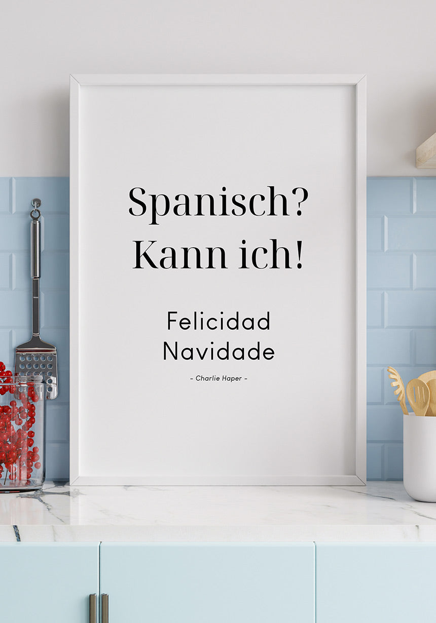 Poster Spanish? Can I! by Charlie Harper in kitchen