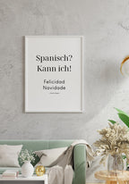 Poster Spanish? Can I! by Charlie Harper on gray wall