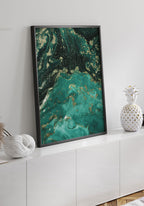 Poster Texture green gold in picture frame